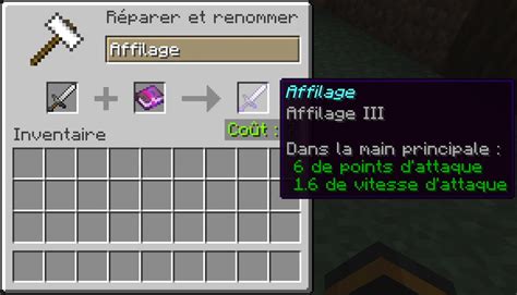 enchantement affilage minecraft.